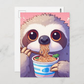 Carte Postale Adorable sorcellerie manger Ramen (Devant / Derrière)