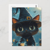 Carte Postale Adorable sorcière de chat (Devant / Derrière)