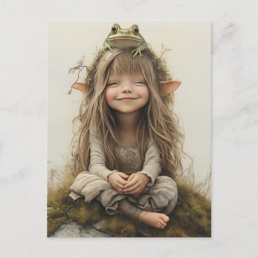 Carte Postale Adorable souriant Happy Fairy Frog (Devant)