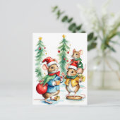 Carte Postale adorable souris de Noël (Debout devant)
