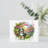 Carte Postale Adorable Spring Bernese Mountain Dog (Debout devant)