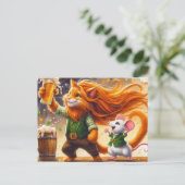 Carte Postale Adorable St. Patricks Day Ginger Cat et une souris (Debout devant)