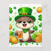 Carte Postale Adorable St. Patricks Day Otter (Devant)