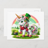 Carte Postale Adorable St. Patricks Day Unicorn (Devant / Derrière)