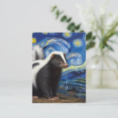 Carte Postale Adorable Starry Night Skunk Van Gogh (Debout devant)