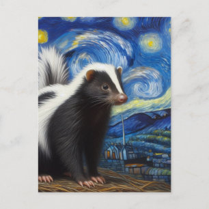 Carte Postale Adorable Starry Night Skunk Van Gogh
