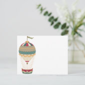 Carte Postale Adorable Steampunk Hot Air Balloon avec drapeau (Debout devant)
