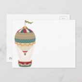 Carte Postale Adorable Steampunk Hot Air Balloon avec drapeau (Devant / Derrière)