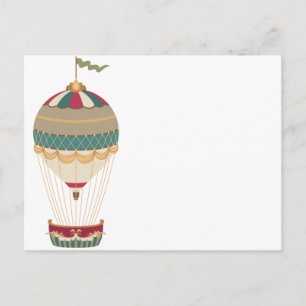 Carte Postale Adorable Steampunk Hot Air Balloon avec drapeau