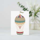 Carte Postale Adorable Steampunk Hot Air Balloon avec drapeau (Debout devant)