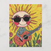 Carte Postale Adorable Sunshine Musicale Jouer Guitare (Devant)