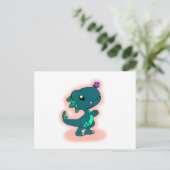 Carte Postale Adorable T-Rex Turquoise (Debout devant)