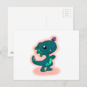 Carte Postale Adorable T-Rex Turquoise (Devant / Derrière)