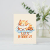 Carte Postale Adorable Tabby Orange Chat - Je tente mon meilleur (Debout devant)