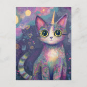 Carte Postale Adorable Unicorn Kitty Imaginaire Art (Devant)