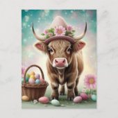 Carte Postale Adorable Vache Brown de Pâques (Devant)
