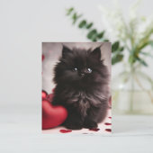 Carte Postale Adorable Valentine Fluffy Black Kitten (Debout devant)