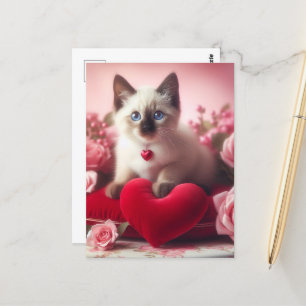 Carte Postale Adorable Valentine Kitten