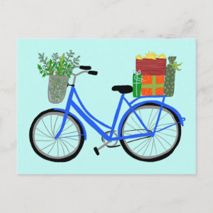Carte Postale Adorable Vélos de Noël Vacances cadeaux de Noël