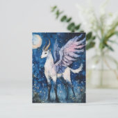 Carte Postale Adorable Winged Fantasy Goat Full Moon (Debout devant)
