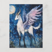 Carte Postale Adorable Winged Fantasy Goat Full Moon (Devant)