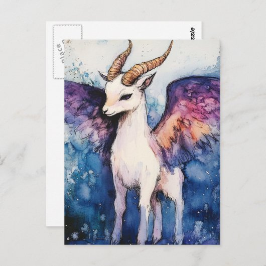 Carte Postale Adorable Winged Goat (Devant / Derrière)