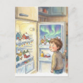 Carte Postale Adorable Winter Scene in Refrig Amazed Boy (Devant)
