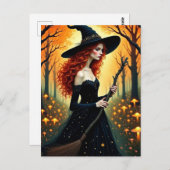 Carte Postale Adorable Witch in Autumn Forest (Devant / Derrière)