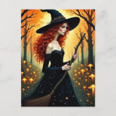 Carte Postale Adorable Witch in Autumn Forest (Devant)