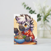Carte Postale Adorable Zèbre Manger Ramen (Debout devant)