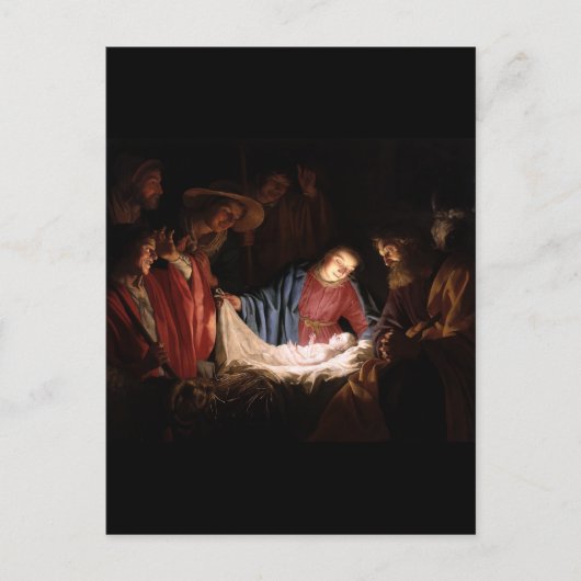 Carte Postale Adoration des bergers par Gerard van Honthorst (Devant)