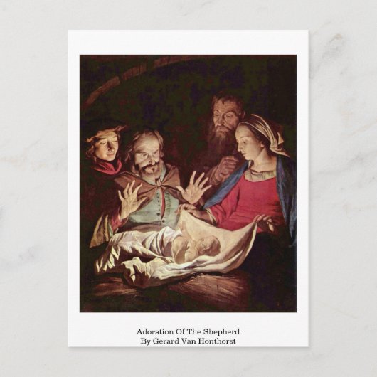 Carte Postale Adoration Du Berger Par Gerard Van Honthorst (Devant)