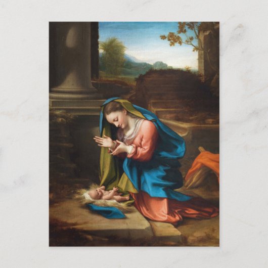 Carte Postale Adoration du Christ enfant par Correggio (Devant)