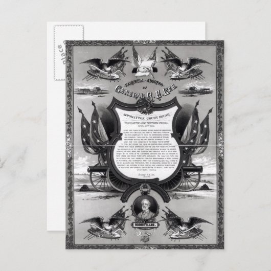 Carte Postale Adresse d'adieu du général Robert E. Lee (Devant / Derrière)