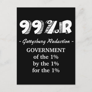 Carte Postale Adresse de Gettysburg du gouvernement de 1% à 99%