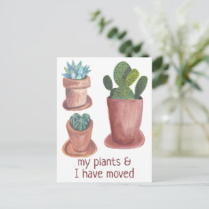 Carte Postale Adresse de nouvelle maison en déménagement Cactus