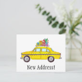 Carte Postale Adresse Faire-part Taxi Jaune Cadeaux de Noël (Debout devant)