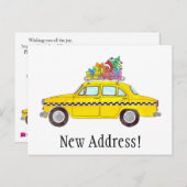 Carte Postale Adresse Faire-part Taxi Jaune Cadeaux de Noël (Devant / Derrière)