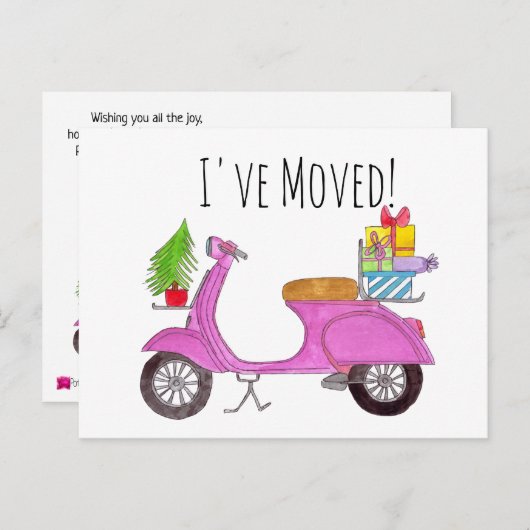 Carte Postale Adresse Scooter de Noël classique Faire-part (Devant / Derrière)