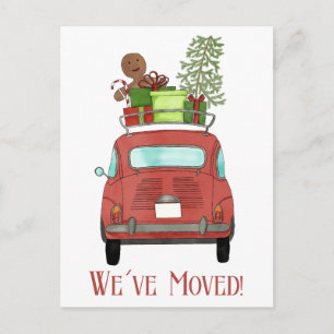 Carte Postale Adresse voiture rouge Faire-part avec cadeaux