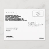 Carte postale adressée à Trump pour Trumpcare (Dos)