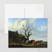 Carte Postale Adriaen van de Velde Une ferme avec un arbre mort (Devant / Derrière)