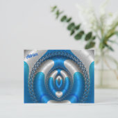 Carte Postale ADRIEN Éclairé ! ~ Conception de fractale 3D bleu (Debout devant)