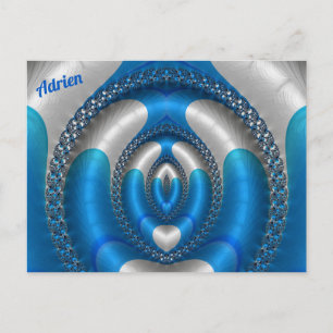 Carte Postale ADRIEN Lumineux !~ Bleu Blanc 3D Design fractal ~