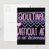 Carte Postale Adulte Adulte Difficile AF Ne Recommanderait Pas (Devant / Derrière)