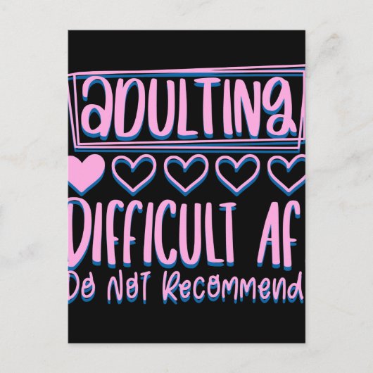 Carte Postale Adulte Adulte Difficile AF Ne Recommanderait Pas (Devant)