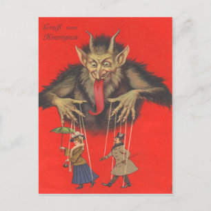 Carte Postale Adultes marionnettistes Krampus