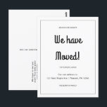 Carte Postale Adventure Attend une nouvelle adresse Moving Faire<br><div class="desc">Cette simple carte postale mobile en noir et blanc présente un design classique avec un script audacieux. Ce changement minimaliste d'adresse carte postale faire-part dispose d'une bordure encadrée et des nouvelles de votre grand déménagement. Le verso de cette carte postale de faire-part d'adresse simple comporte un message modifiable sur mesure...</div>