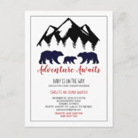 Adventure Await Rustic Woodland Bear Baby shower
