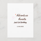 Carte Postale Adventure awaits 1st birthday name date planeretro (Devant)